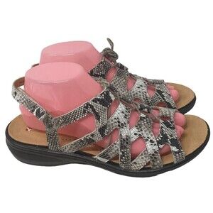 NEW Revere Malibu Womans Size 10 Lace Up Leather Sandal Snakeskin Wedge 41 EU